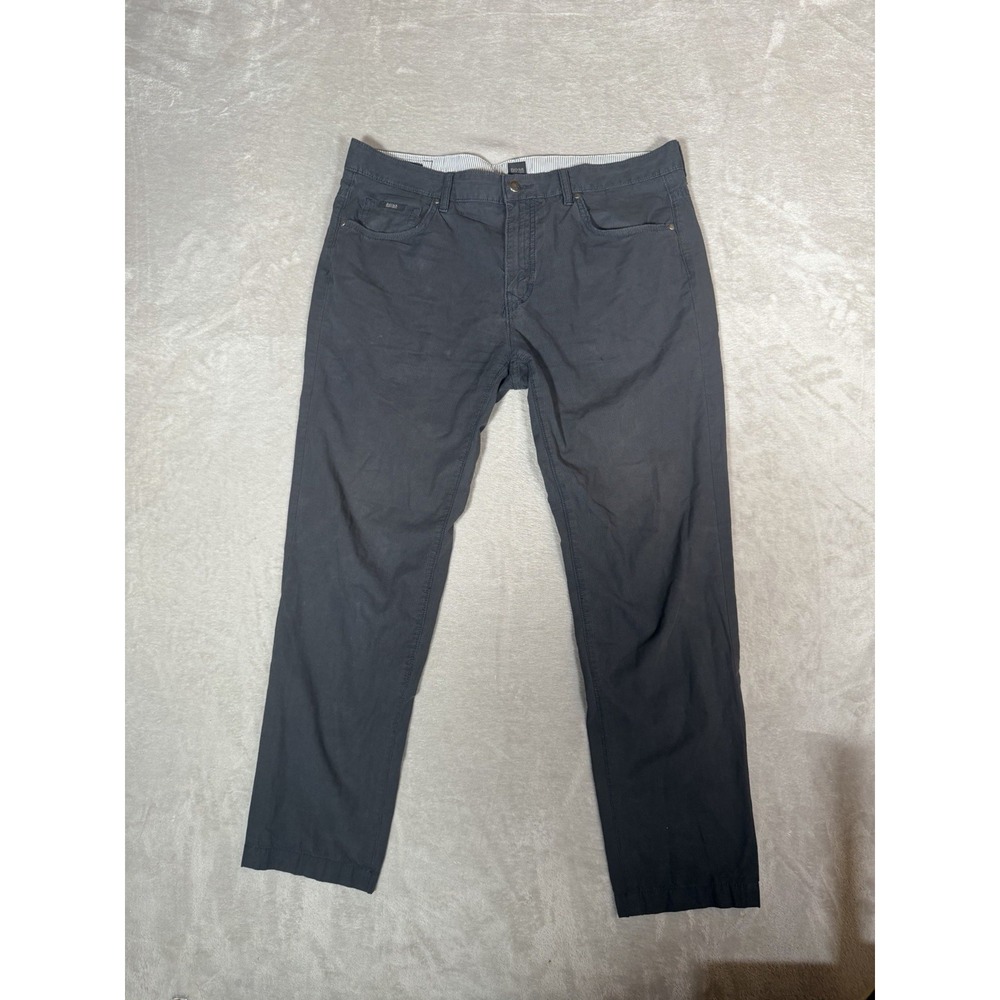 Hugo Boss Mens Kansas-10 Regular Fit Chino Pants Grey Size 36x34 Flat Front
